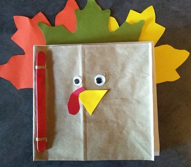 Completed book that resembles a turkey craft