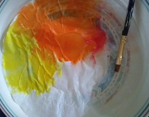 paint the tissue paper