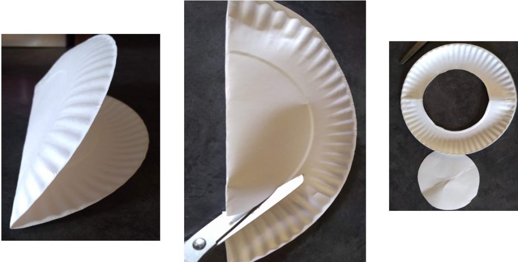 Cut out the center circle of a paper plate.