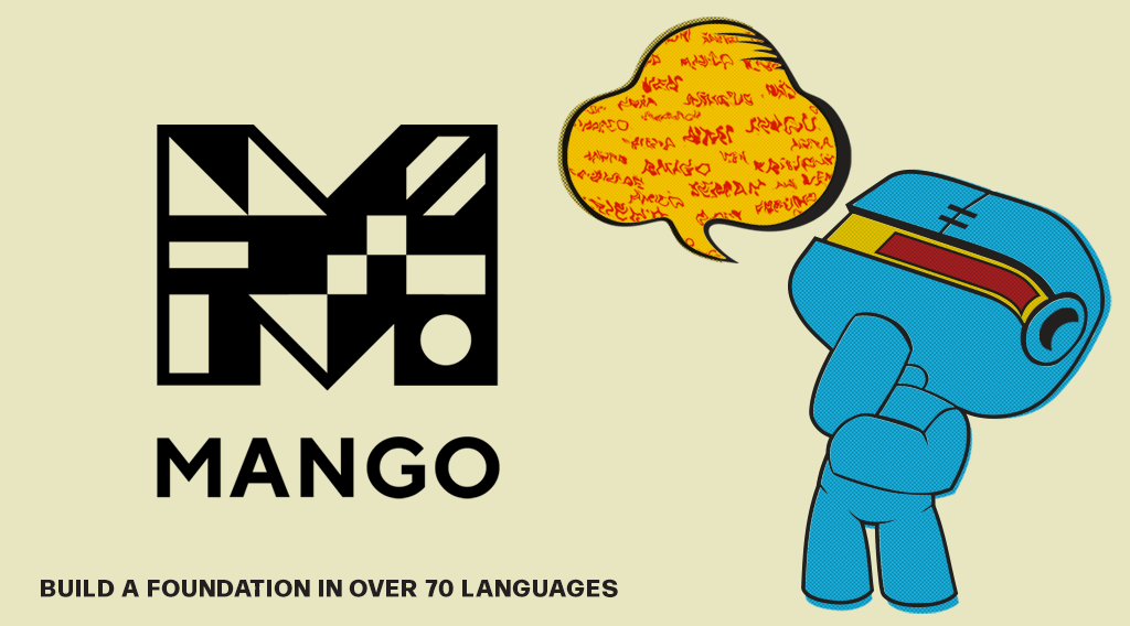 Image of Mango Database with a doodle of a robot thinking