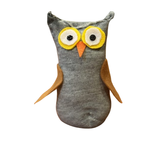A handmade stuffed owl craft